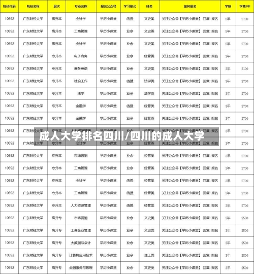 成人大学排名四川/四川的成人大学