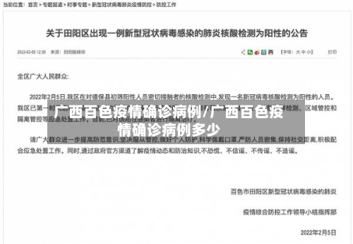 广西百色疫情确诊病例/广西百色疫情确诊病例多少