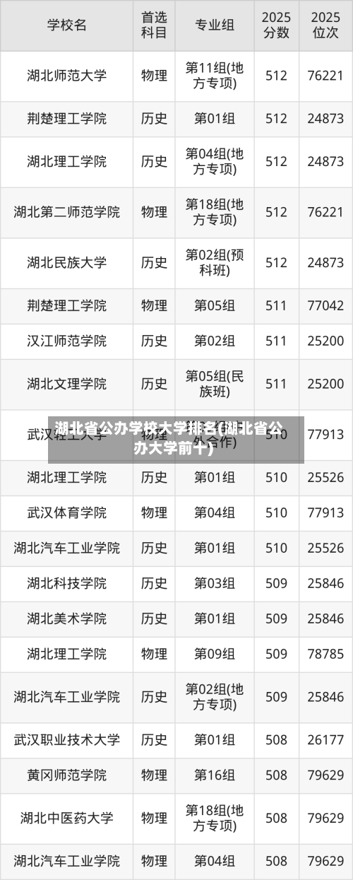 湖北省公办学校大学排名(湖北省公办大学前十)-第3张图片