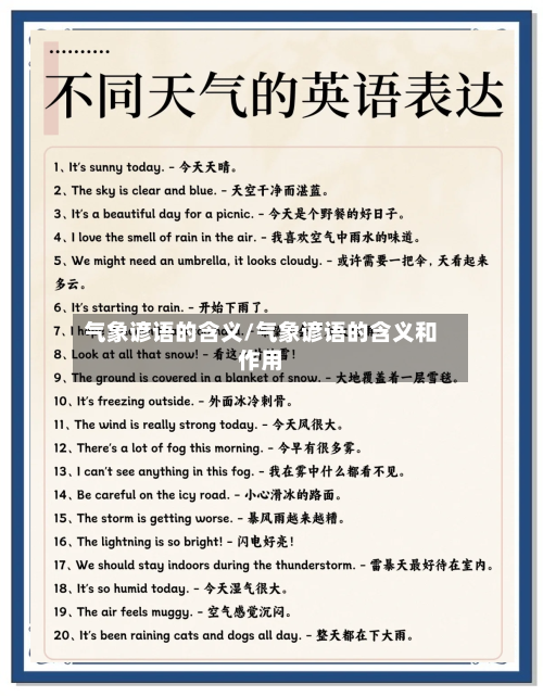 气象谚语的含义/气象谚语的含义和作用