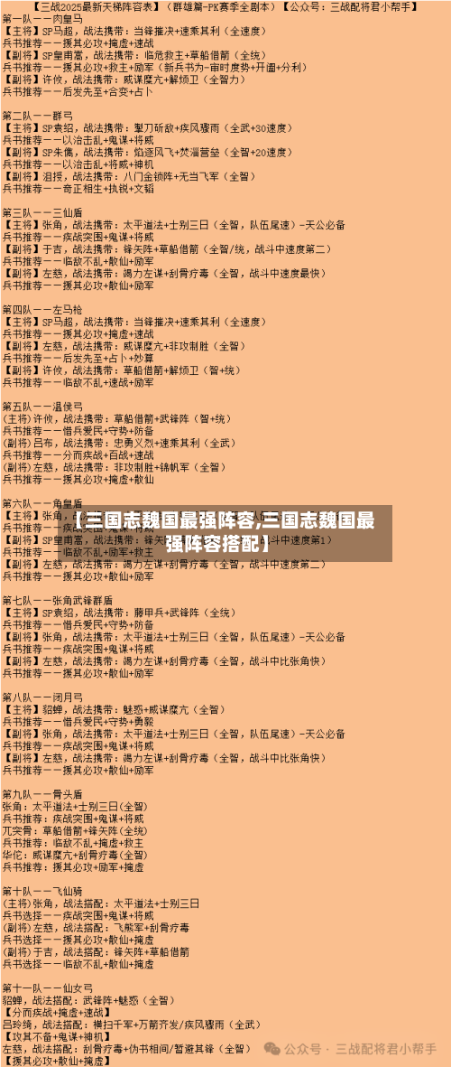 【三国志魏国最强阵容,三国志魏国最强阵容搭配】