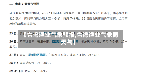 【台湾渔业气象预报,台湾渔业气象局天气】