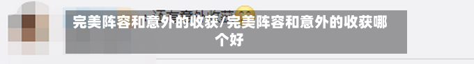 完美阵容和意外的收获/完美阵容和意外的收获哪个好