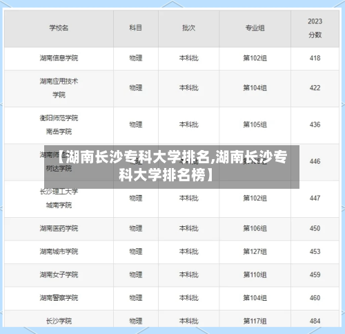 【湖南长沙专科大学排名,湖南长沙专科大学排名榜】-第3张图片