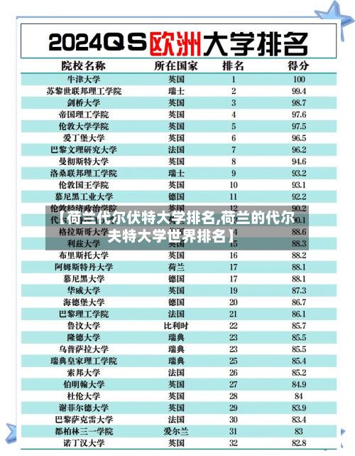 【荷兰代尔伏特大学排名,荷兰的代尔夫特大学世界排名】-第2张图片